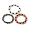 3Pcs 3 Styles Halloween Skull & Pumpkin Resin Beaded Stretch Bracelet Sets, Stackable Bracelets, Mixed Color, Inner Diameter: 2~2-1/8 inch(5~5.25cm), 1pc/style