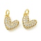 Rack Plating Brass Micro Pave Clear Cubic Zirconia Charms, with Jump Ring, Long-Lasting Plated, Lead Free & Cadmium Free, Real 18K Gold Plated, Heart, 10x10x4mm, Hole: 3.5mm