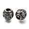 304 Stainless Steel European Beads, Large Hole Beads, Rondelle with Star, Antique Silver, 10x9.5mm, Hole: 4mm