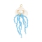 Natural Shell & Glass Pearl Big Pendants, Jellyfish Charms with Glass Seed Beads Tassel, Golden, Dodger Blue, 72x26x12mm, Hole: 3mm