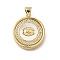 Brass Micro Pave Cubic Zirconia Shell Pendants, Round with Evil Eye, Real 18K Gold Plated, 22x20x3.5mm, Hole: 3.5x4.5mm