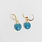 Ocean Theme Alloy Enamel Shell Shape Leverback Earrings, Golden, Deep Sky Blue, 32x13mm