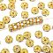 Brass Rhinestone Spacer Beads, Beads, Grade A, Clear AB, with AB Color Rhinestone, Golden Metal Color, Nickel Free, Size: about 6mm in diameter, 3mm thick, hole: 1mm