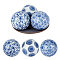 Handmade Porcelain Beads, Blue and White Porcelain, Round with Flower, Dark Blue, 100~100.5mm, Hole: 3mm