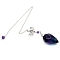 Natural Fluorite Dowsing Pendulum Big Pendants, Undyed, with Platinum Plated Metal Findings, Cone Charm, 240mm