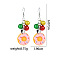 Christmas Alloy Dangle Earrings, with Enamel & Acrylic & Resin, Platinum, Donut, 60.7x19.6mm