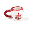 Handmade Porcelain Bear Mug Cup Decoration, Hand Drawn Famille Rose Porcelain, Micro Landscape Dollhouse Accessories, Red, 32~32.5x20~21.5x20~21mm