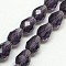 Glass Beads Strands, Faceted, Drop, Indigo, 12x8mm, Hole: 1mm, about 56~58pcs/strand, 25~27 inch