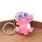 PVC Plastic Keychian, Cartoon Dinosaur, Hot Pink, Pendant: 4.3x3.8cm