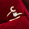 Brass Micro Pave Cubic Zirconia Cuff Rings, Letter C, 12x8mm