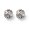 304 Stainless Steel Rhinestone European Beads, Round Large Hole Beads, Real 18K Gold Plated, Round with Letter, Letter L, 11x10mm, Hole: 4mm
