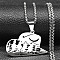 201 Stainless Steel Hollow Cut Cowboy Hat Pendant Necklaces, Stainless Steel Color, 23.66 inch(60.1cm)