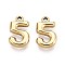 Ion Plating(IP) 304 Stainless Steel Pendants, Number 5, Real 18K Gold Plated, 17x10x3mm, Hole: 1.4mm
