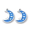 304 Stainless Steel Enamel Charms, Moon Charm, Stainless Steel Color, Dodger Blue, 14x10.5x1.5mm, Hole: 1mm