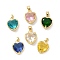 Glass Pendants, with Golden Plated Brass Findings, Cadmium Free & Lead Free, Heart, Mixed Color, 18x14.5x8mm, Hole: 4x6mm