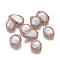 Natural Cultured Freshwater Pearl Beads, with Polymer Clay Rhinestone, Nuggets, Goldenrod, 17~24x14~17x3~9mm, Hole: 0.8mm