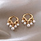 Cloud Alloy Plastic Imitation Pearl Chandelier Earrings, Golden, 23x17mm