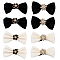 8Pcs 4 Colors Alloy Enamel Alligator Hair Clips, with Cloth Bowknot, Mixed Color, 36.5x64.5~68.5x17mm, 2pcs/color