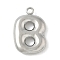 304 Stainless Steel Initial Pendants, Ion Plating(IP), Stainless Steel Color, Letter B, 16~18x6~18x3mm, Hole: 1.8mm