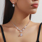 Alloy Rhinestone Jewelry Sets, Include Earrings & Necklaces, Teardrop, Rose Gold, 350mm