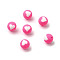 Handmade Polymer Clay Beads, Round with Heart Pattern, Hot Pink, 8mm, Hole: 1.5mm