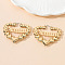 Alloy Hoop Earrings, Heart, Golden, Gemini, 60x53mm