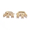 Brass Micro Pave Cubic Zirconia Links connectors, Elephant, Clear, Golden, 13.5x24x4mm, Hole: 1mm