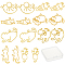 16Pcs 8 Styles Zinc Alloy Kitten Open Back Bezel Pendants, for DIY UV Resin, Epoxy Resin, Pressed Flower Jewelry, Mixed Shapes, Golden, 2pcs/style