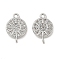 Brass Micro Pave Cubic Zirconia Connector Charms, Flat Round with Sun, Platinum, 13x9x3mm, Hole: 1mm and 1.2mm