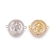 Brass Micro Pave Cubic Zirconia Links connectors, with Shell, Flat Round with Virgin Mary, Clear, Mixed Color, 15x20x3mm, Hole: 1.2mm