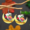 Cute Rabbit Wooden Dangle Earrings for Easter, Colorful, 58x42mm