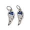 Brass Micro Pave Cubic Zirconia Pendants, Wing Charms, Rack Plating, Cadmium Free & Lead Free, Long-Lasting Plated, with Jump Ring, Platinum, 14x5.5x2mm, Hole: 3.2mm