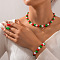 Christmas Alloy with Round Plastic Pearl Beaded Pendant Necklaces & Dangle Earrings & Charm Bracelets Sets, Green, 400mm