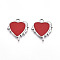 304 Stainless Steel Pendants, with Enamel, Heart Charm, Stainless Steel Color, Red, 21x19x2mm, Hole: 2.5mm