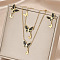 Butterfly 304 Stainless Steel Pendant Necklaces & Stud Dangle Earring & Link Bracelets Sets, Golden, 400mm