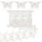 3 Yards Organza with Plastic Pearl Embroidery Lace Trim, Butterfly Ribbon, with Cardboard Display Card, White, 4-1/8 inch(104mm)
