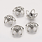 Tibetan Style Alloy Bead Caps, 5-Petal Hollow Flower, Antique Silver, 25.5x11mm, Hole: 4mm
