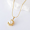 3Pcs Stainless Steel Pave Imitation Pearl Round Pendant Necklaces for Women, White, Golden, 15.75 inch(40cm)