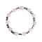 Christmas Theme Natural Rose Quartz Stretch Bracelets, Halloween Alloy Bat Bracelets for Women Men, 6-3/4 inch(17cm), 8mm