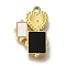 Ion Plating(IP) 304 Stainless Steel Manual Polishing Charms, with Black & White Acrylic, Heart & Rectangle, Golden, 15x10x2mm, Hole: 1.2mm