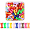 50Pcs UV Plating Acrylic Beads, Iridescent, Bone, Mixed Color, 19.5x8.5x7mm