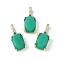 Natural & Dyed White Jade Pendants, with Brass Micro Pave Cubic Zirconia Settings, Rectangle Charms, Rack Plating, Long-Lasting Plated, Cadmium Free & Lead Free, Real 18K Gold Plated, 20x9.5x7mm, Hole: 2.5x5.5mm