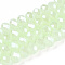 Electroplate Glass Beads Strands, Imitation Jade Beads, Pearl Luster Plated, Faceted, Rondelle, Pale Green, 6x5mm, Hole: 1mm, about 80~85pcs/strand, 38~40cm