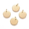Ion Plating(IP) 304 Stainless Steel Charms, with Jump Rings, Blank Stamping Tag, Flat Round, Golden, 12x1mm, Hole: 3.5mm