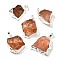 Raw Rough Natural Dyed Quartz Crystal Pendants, Nuggets Charms, with Brass Findings, Silver Color Plated, Orange, 21~45x18~39x8~19mm, Hole: 7x4.5mm