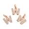 Brass Micro Pave Grade AAA Cubic Zirconia Charms, Letter W, Cadmium Free & Nickel Free & Lead Free, Real Rose Gold Plated, 8.5x8x1.5mm, Hole: 2mm