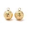 201 Stainless Steel Pendants, Textured, Ball Charm, Real 18K Gold Plated, 10x8mm, Hole: 1.8mm