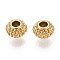 Textured 304 Stainless Steel Spacer Beads, Rondelle, Real 14K Gold Plated, 4x6.5mm, Hole: 2.2mm