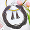 Bohemian Style Acrylic Seed Beaded Multilayer Necklaces & Tassel Dangle Earrings Sets, Purple, 600mm