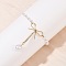304 Stainless Steel & Crystal Rhinestone Charm Bracelets, Acrylic Pearl Beads Link Bracelets for Women, Bowknot, Ion Plating(IP), Real 18K Gold Plated, 6-3/4 inch(17.2cm)